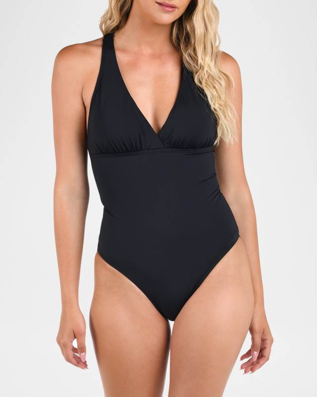 Island Goddess Crossover V-Neck One-Piece Swimsuit